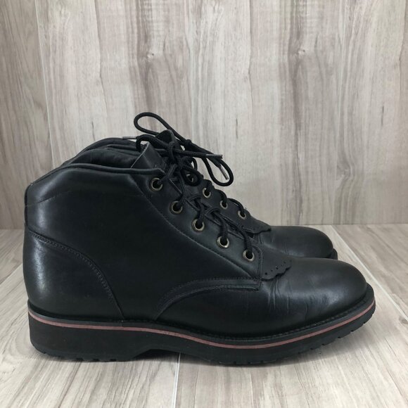 Tony Lama Ankle Boots Womens 8C Woodland Black Leather Lace Up Booties - Picture 1 of 10